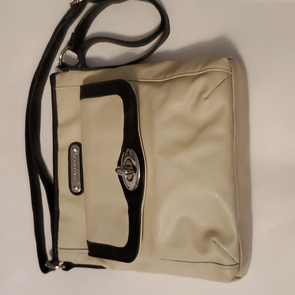 Franco Sarto crossbody bag. Cream and black. Preowned condition
